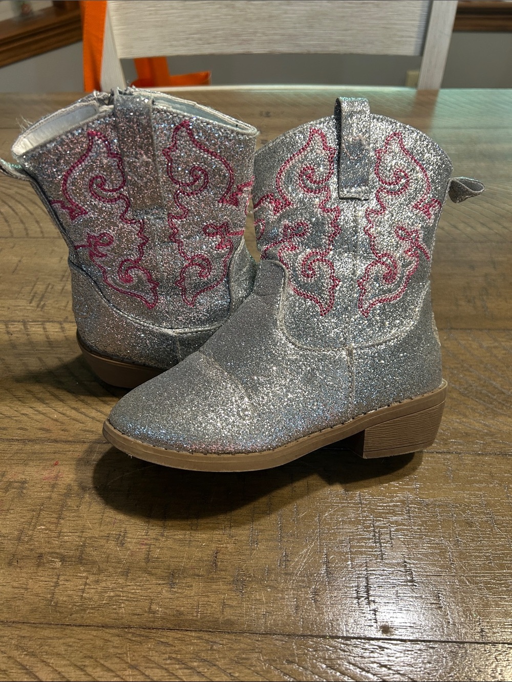 Pawz Glitter Silver and pink Cowboy Boots size 11